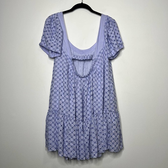 Free People Janie Eyelet Mini Dress Lavender Purple Size XS - Picture 6 of 9